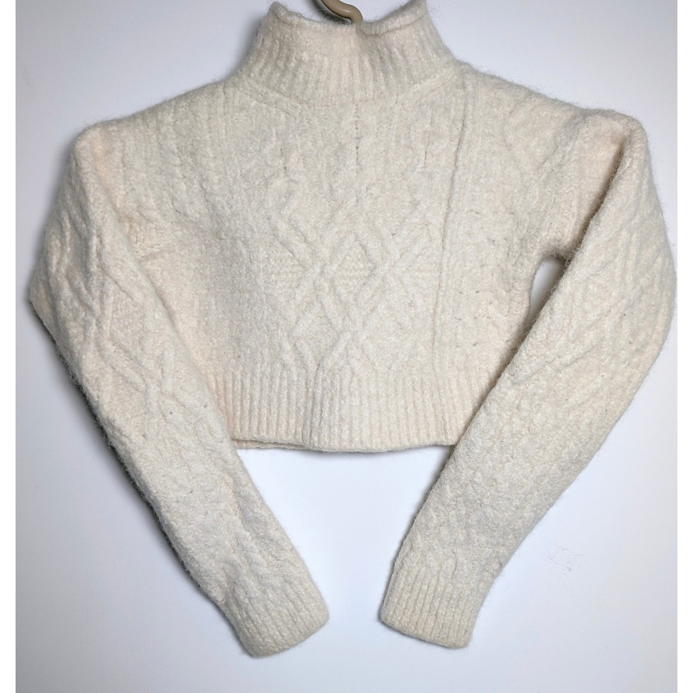 Wilfred Free Womens ACT7-3869-39 Alpaca Wool Cable Knit Mock Neck White XS
